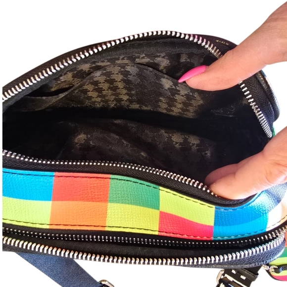 Karl Lagerfeld Maybelle Black Multicolor Checker Board Crossbody Bag - Picture 10 of 13